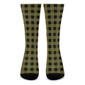 Olive Green Buffalo Check Pattern Print Crew Socks