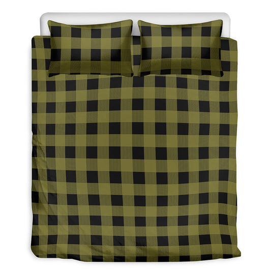 Olive Green Buffalo Check Pattern Print Duvet Cover Bedding Set