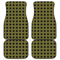 Olive Green Buffalo Check Pattern Print Front and Back Car Floor Mats