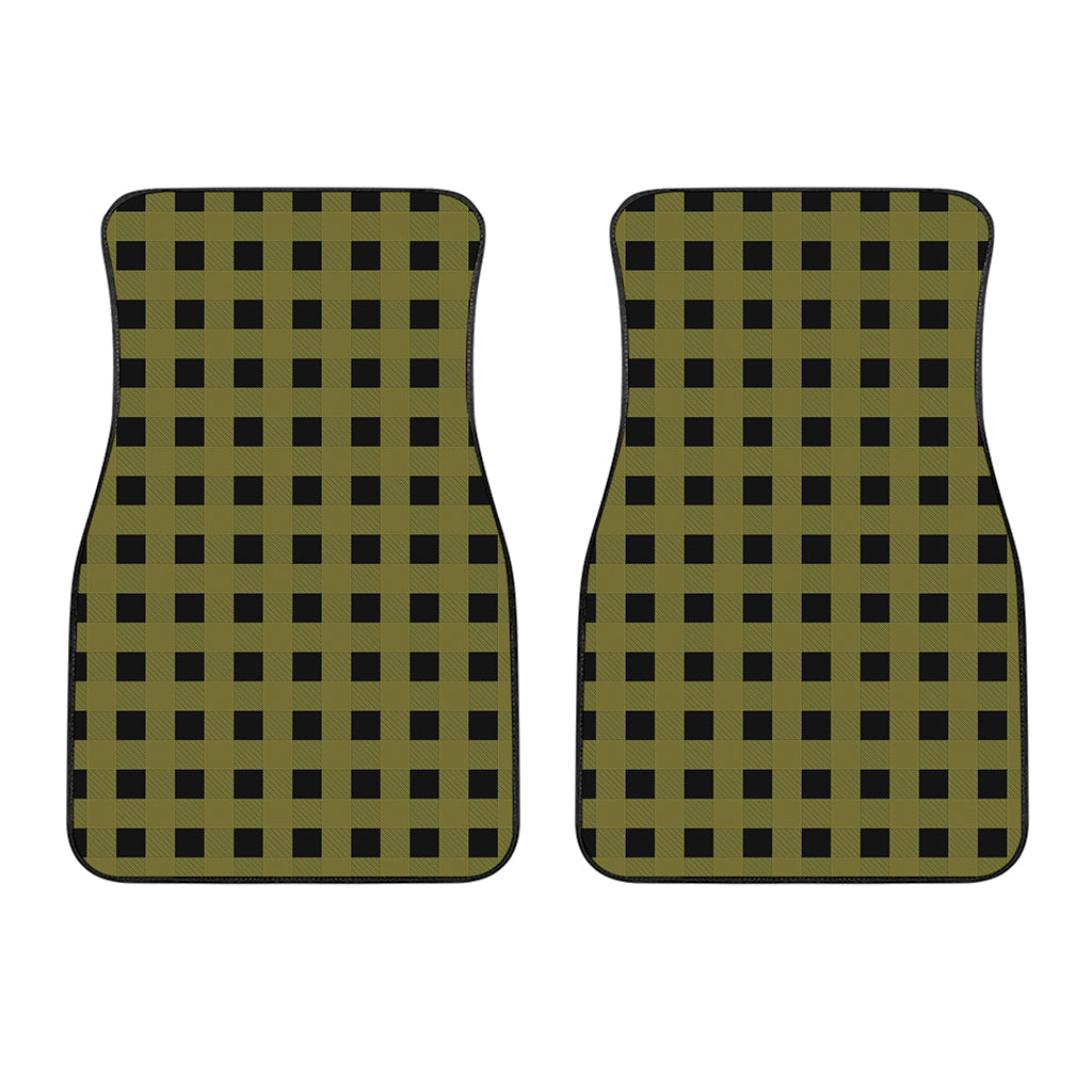 Olive Green Buffalo Check Pattern Print Front Car Floor Mats