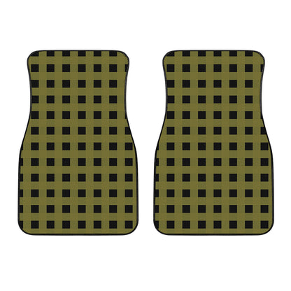 Olive Green Buffalo Check Pattern Print Front Car Floor Mats