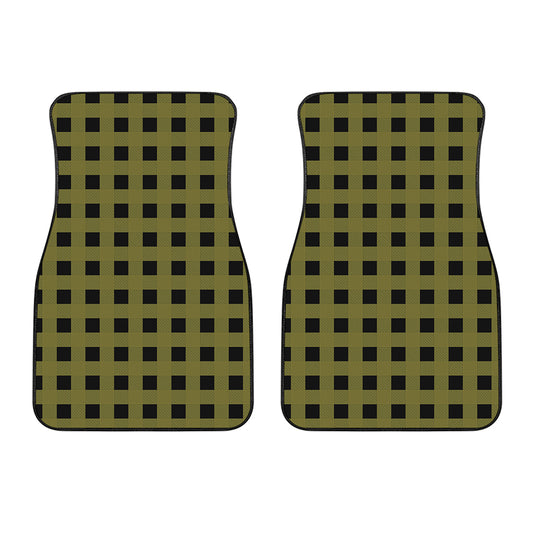 Olive Green Buffalo Check Pattern Print Front Car Floor Mats