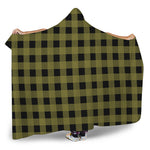 Olive Green Buffalo Check Pattern Print Hooded Blanket