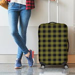 Olive Green Buffalo Check Pattern Print Luggage Cover