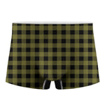 Olive Green Buffalo Check Pattern Print Men's Boxer Briefs