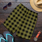 Olive Green Buffalo Check Pattern Print Men's Shorts