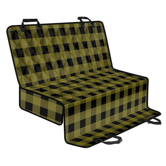 Olive Green Buffalo Check Pattern Print Pet Car Back Seat Cover
