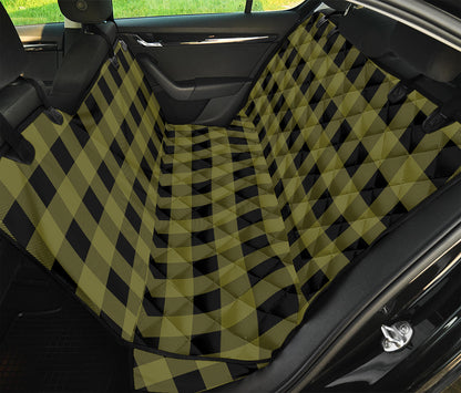 Olive Green Buffalo Check Pattern Print Pet Car Back Seat Cover