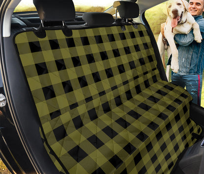 Olive Green Buffalo Check Pattern Print Pet Car Back Seat Cover