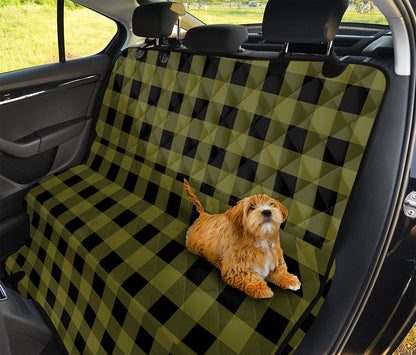 Olive Green Buffalo Check Pattern Print Pet Car Back Seat Cover