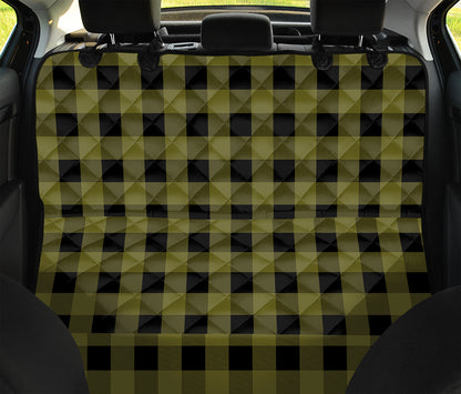 Olive Green Buffalo Check Pattern Print Pet Car Back Seat Cover