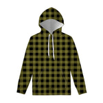 Olive Green Buffalo Check Pattern Print Pullover Hoodie