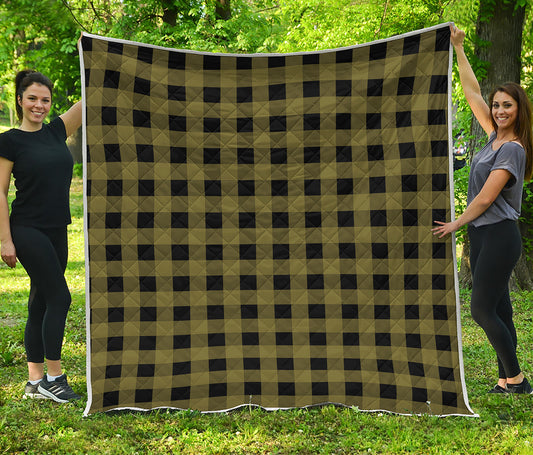 Olive Green Buffalo Check Pattern Print Quilt