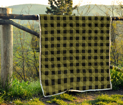 Olive Green Buffalo Check Pattern Print Quilt