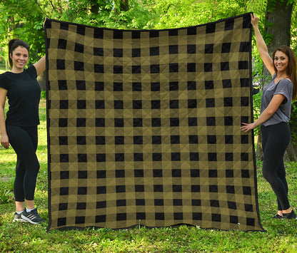 Olive Green Buffalo Check Pattern Print Quilt