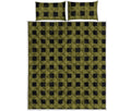 Olive Green Buffalo Check Pattern Print Quilt Bed Set