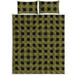 Olive Green Buffalo Check Pattern Print Quilt Bed Set