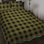 Olive Green Buffalo Check Pattern Print Quilt Bed Set