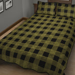 Olive Green Buffalo Check Pattern Print Quilt Bed Set
