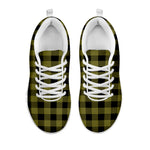Olive Green Buffalo Check Pattern Print White Sneakers