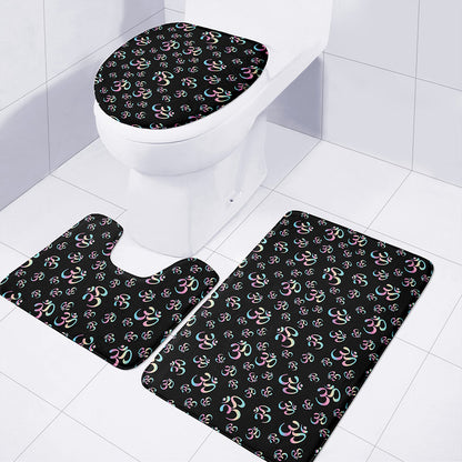Om Sign Pattern Print 3 Piece Bath Mat Set