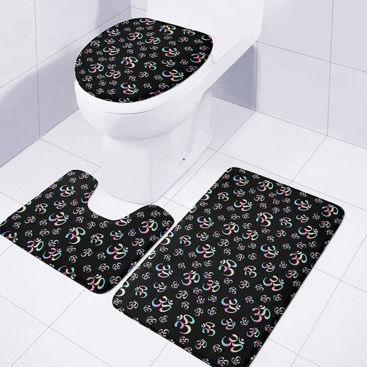 Om Sign Pattern Print 3 Piece Bath Mat Set