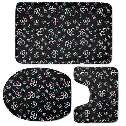 Om Sign Pattern Print 3 Piece Bath Mat Set