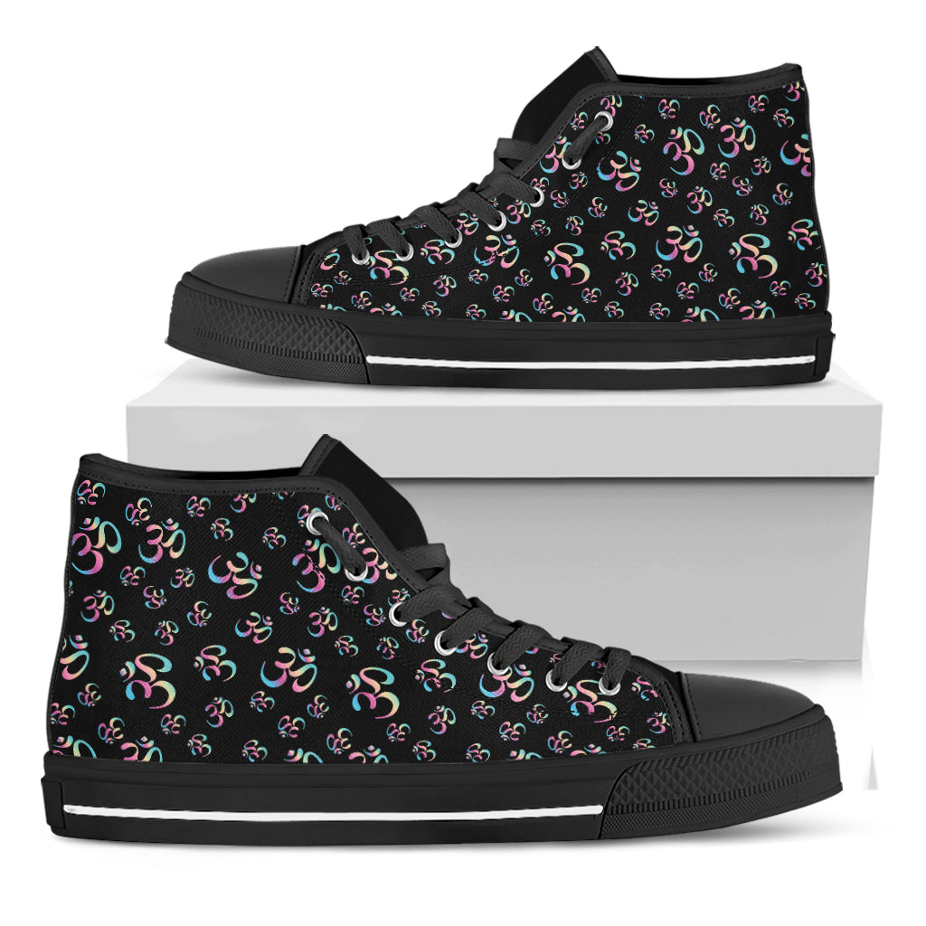 Om Sign Pattern Print Black High Top Shoes