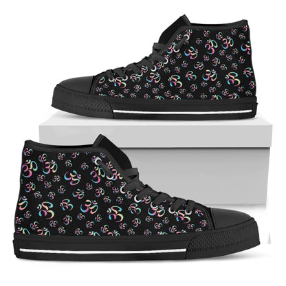 Om Sign Pattern Print Black High Top Shoes