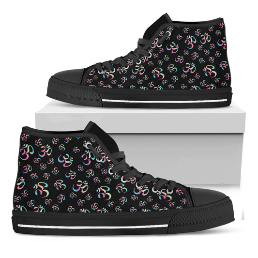 Om Sign Pattern Print Black High Top Shoes
