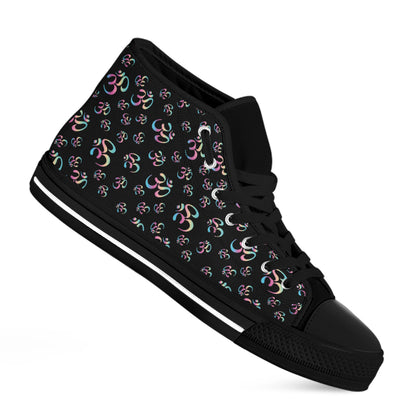 Om Sign Pattern Print Black High Top Shoes