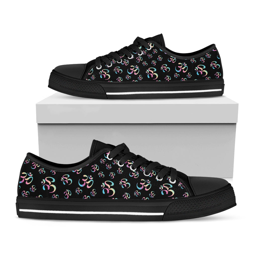 Om Sign Pattern Print Black Low Top Shoes