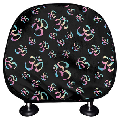 Om Sign Pattern Print Car Headrest Covers