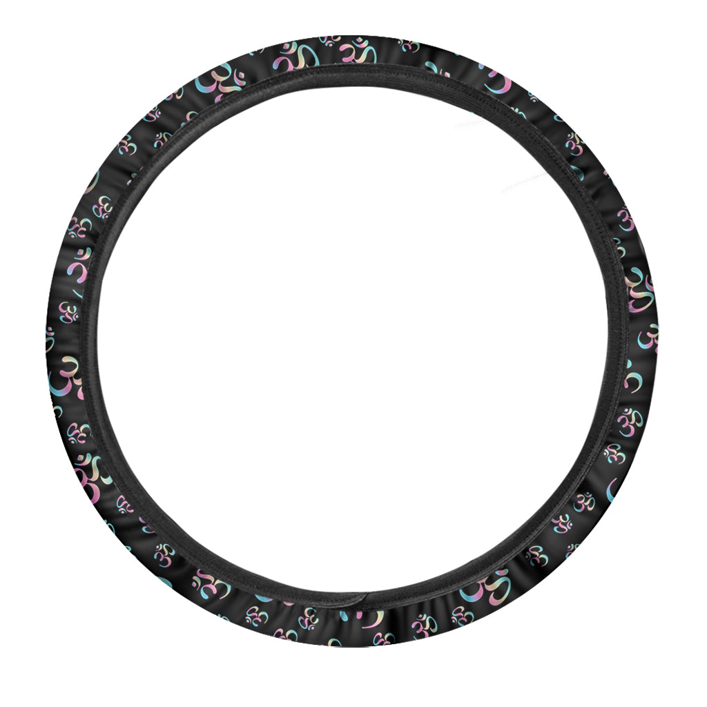 Om Sign Pattern Print Car Steering Wheel Cover
