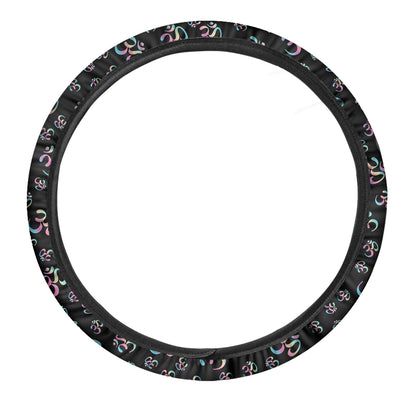 Om Sign Pattern Print Car Steering Wheel Cover