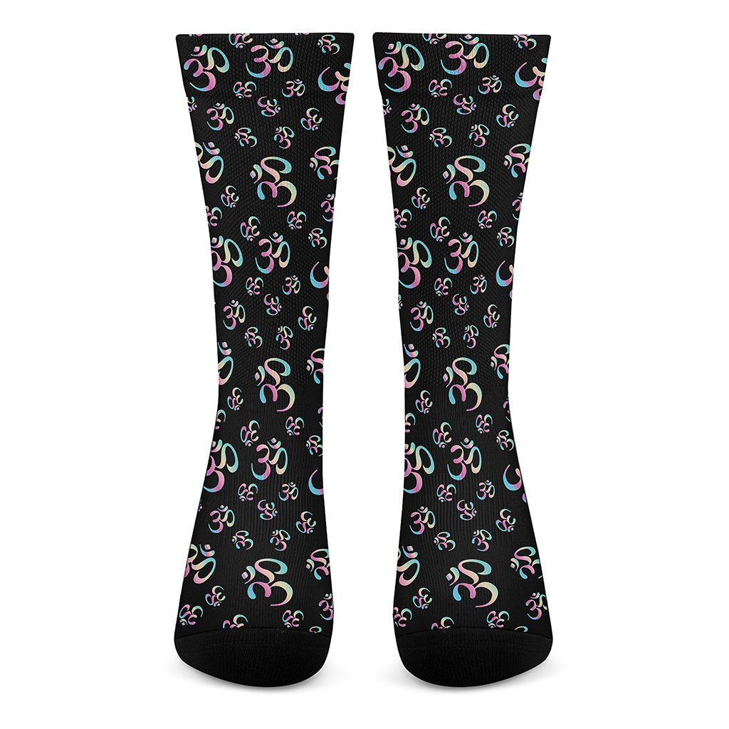 Om Sign Pattern Print Crew Socks