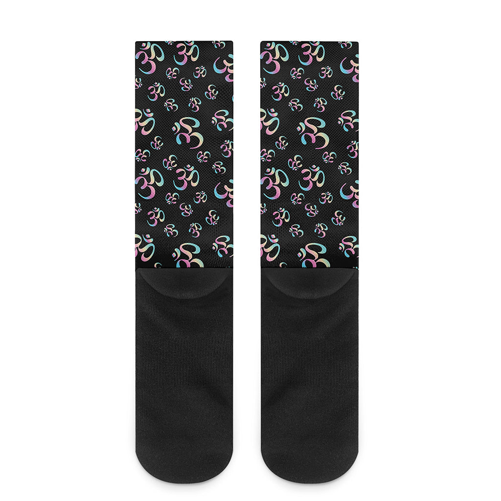 Om Sign Pattern Print Crew Socks