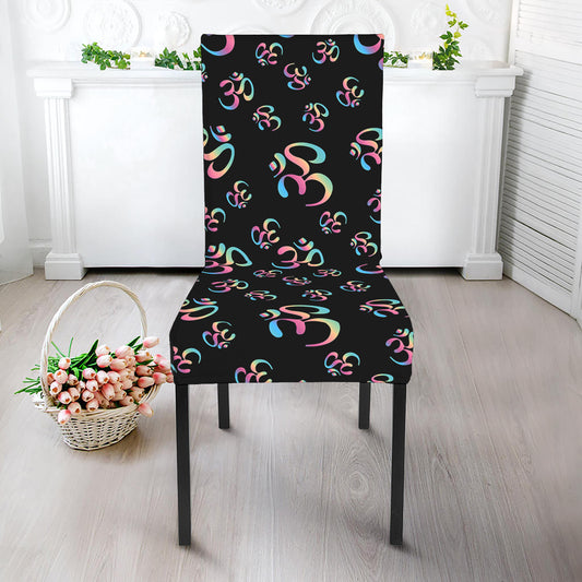 Om Sign Pattern Print Dining Chair Slipcover