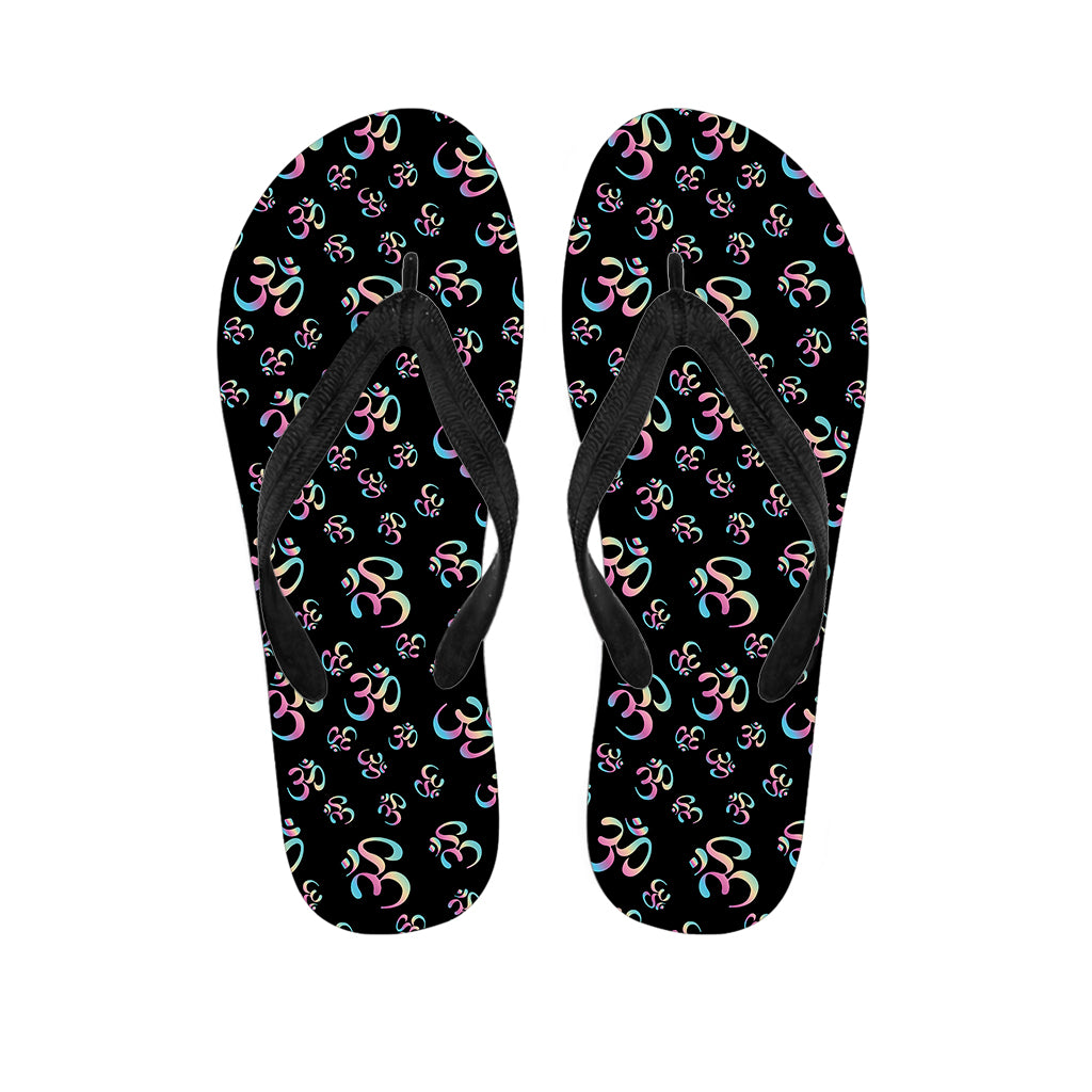 Om Sign Pattern Print Flip Flops