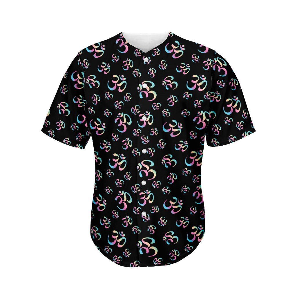 Om Sign Pattern Print Men's Baseball Jersey
