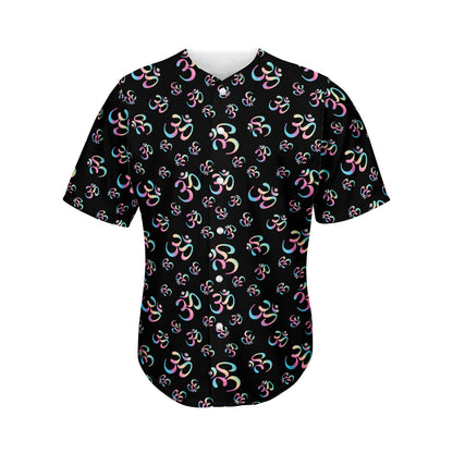 Om Sign Pattern Print Men's Baseball Jersey
