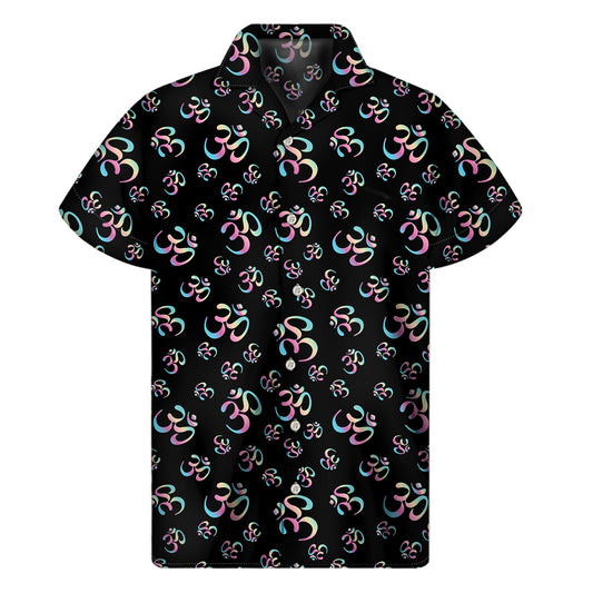 Om Sign Pattern Print Men's Short Sleeve Shirt
