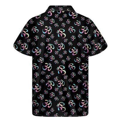 Om Sign Pattern Print Men's Short Sleeve Shirt