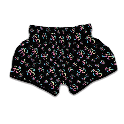 Om Sign Pattern Print Muay Thai Boxing Shorts