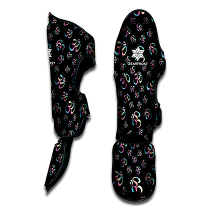 Om Sign Pattern Print Muay Thai Shin Guard