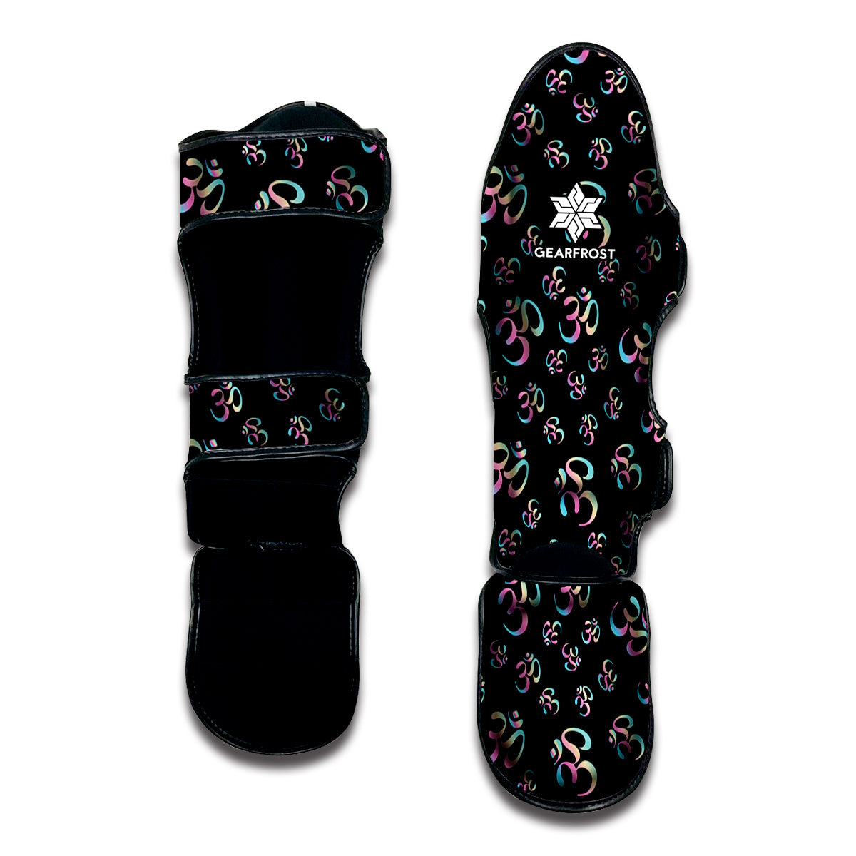 Om Sign Pattern Print Muay Thai Shin Guard