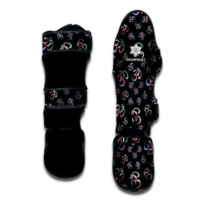 Om Sign Pattern Print Muay Thai Shin Guard