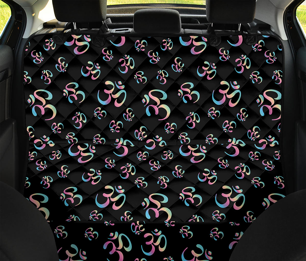 Om Sign Pattern Print Pet Car Back Seat Cover