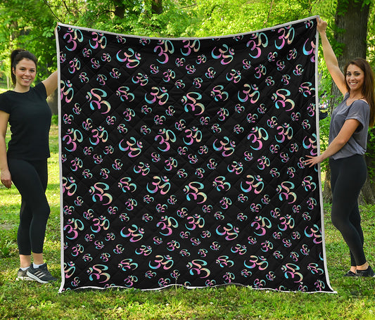 Om Sign Pattern Print Quilt