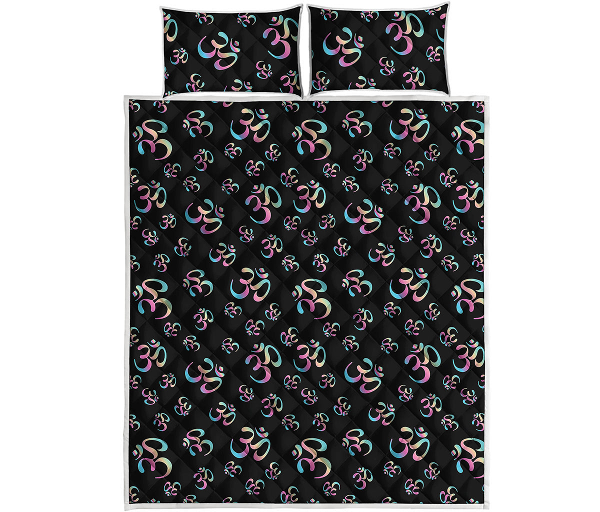 Om Sign Pattern Print Quilt Bed Set